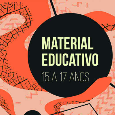 Capa de material educativo 15 a 17 anos com ilustração de serpente em laranja, preto, branco e verde e texto Fruturos Tempos Amazônicos.