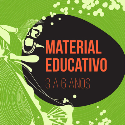 Capa de material educativo 3 a 6 anos com ilustração de mulher em tons de verde, preto e laranja e texto Fruturos Tempos Amazônicos. 